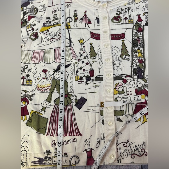 CJ Banks Cream Cotton Retro Holiday Cottagecore Festive Teacher Cardigan 1X - Picture 10 of 10